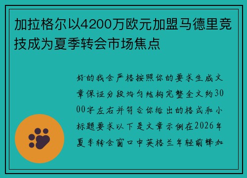 加拉格尔以4200万欧元加盟马德里竞技成为夏季转会市场焦点
